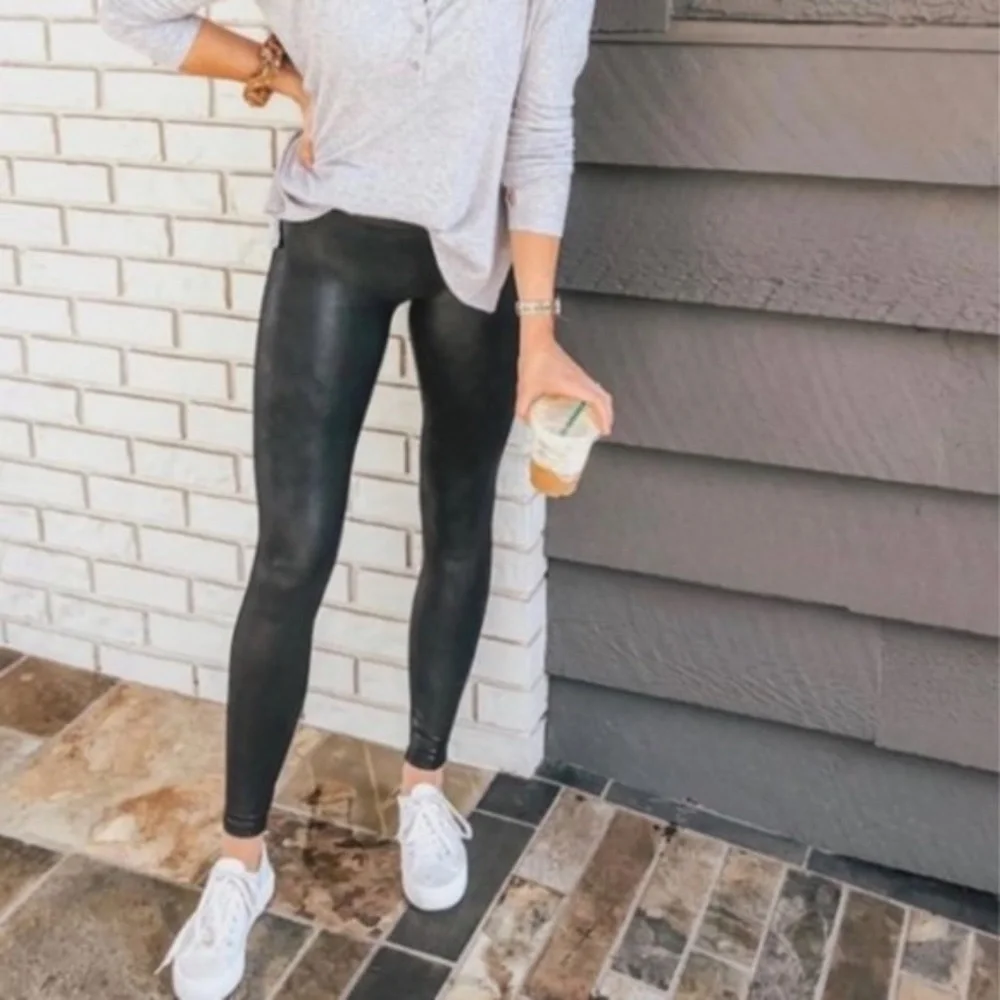 Spanx Faux Leather Legging Black NEW NWT M - Picture 1 of 7